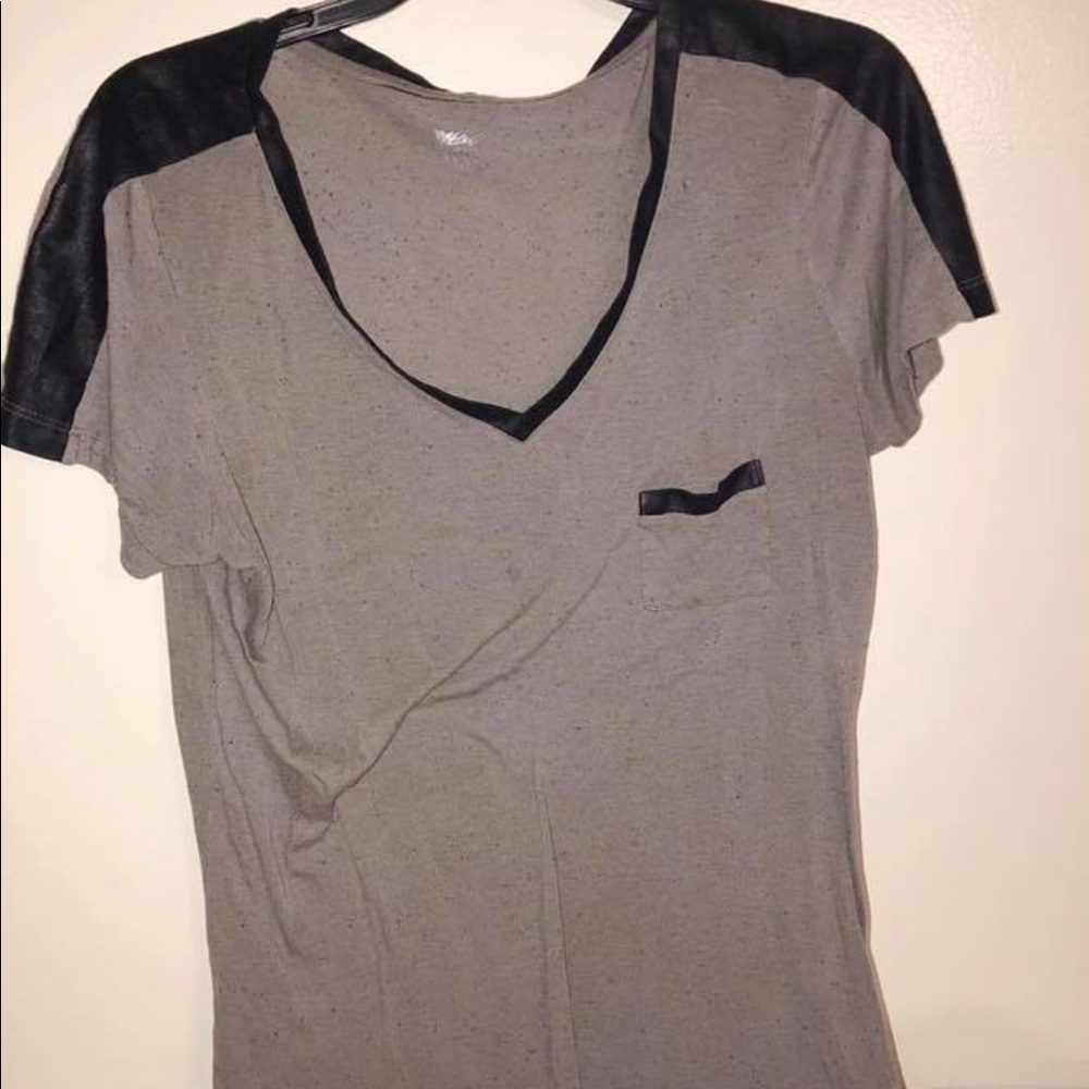 Mossimo Supply Co. Leather Accent V-Neck Tee